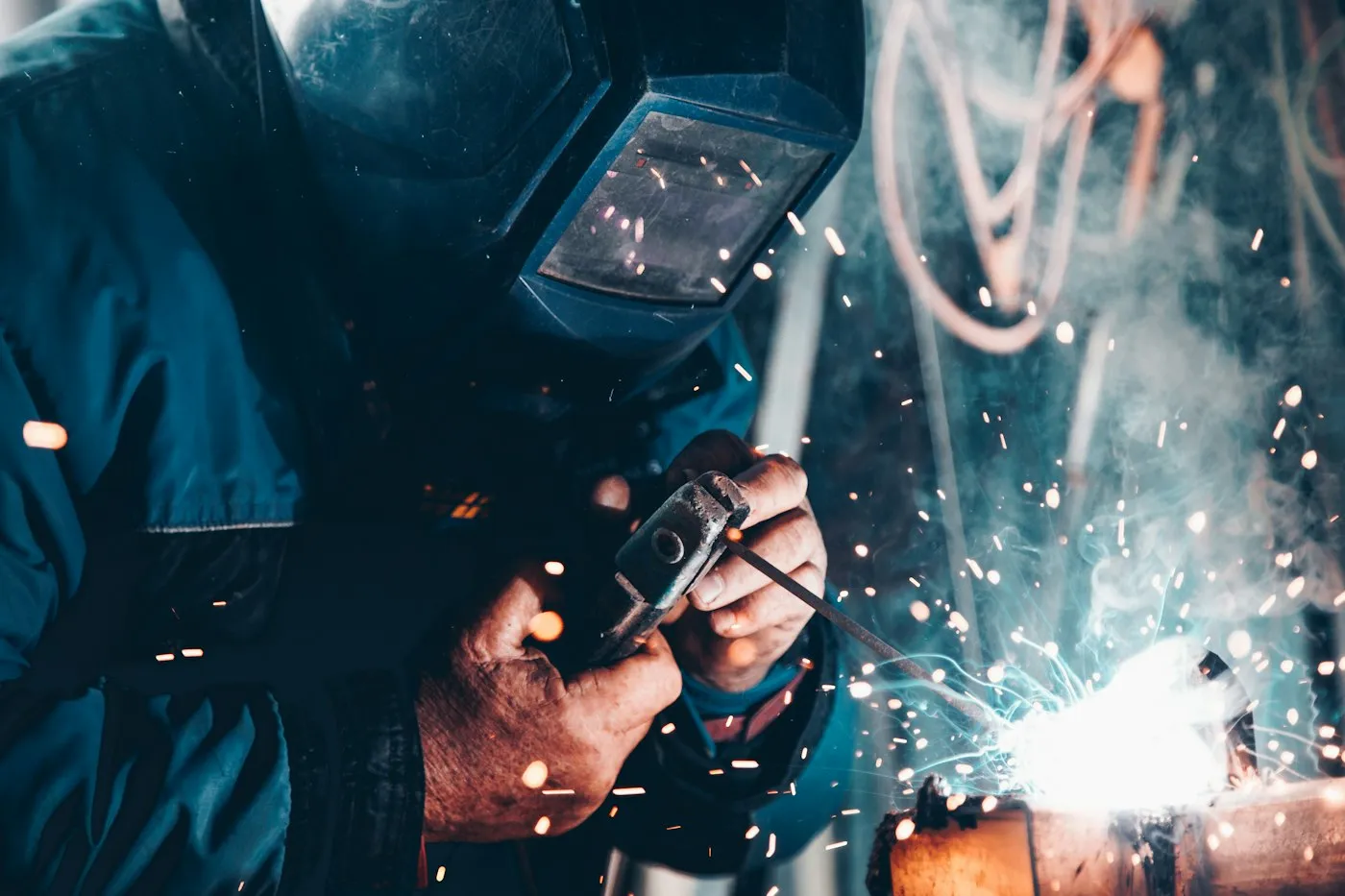 Engineer inspecting industrial equipment